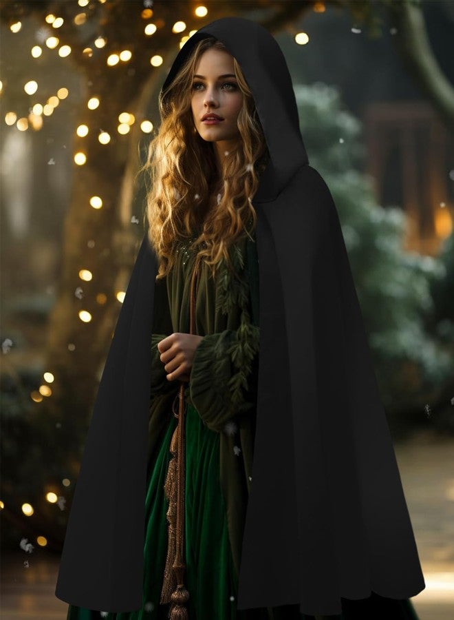 Prebene Renaissance Hooded Cloak for Women Men, Gothic Medieval Vintage Cape Halloween Cosplay Costume (Black, One Size) - Image 4